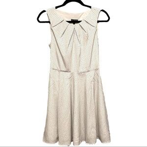 Express White Black Hearts Sleeveless Fit & Flare Keyhole Lined Summer Dress